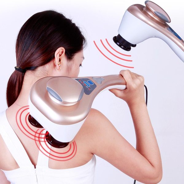 Portable Handheld Massager Soothing Heat Stimulate Blood Flow Shoulder 4 Heads
