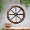 Outdoor Ornaments Large Wooden Wagon Wheel Rustic Garden Decor Indoor