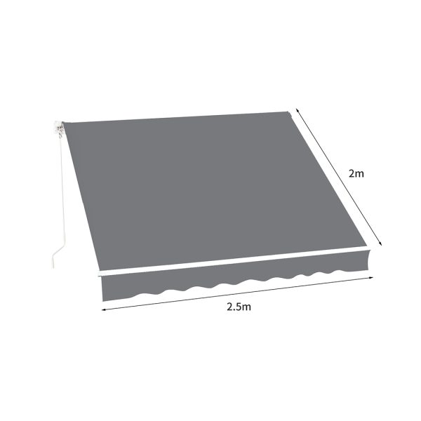 Folding Arm Awning Retractable Manual Sunshade Canopy Window Patio Pivot 2.5 x 2