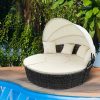 Day Bed Sofa Daybed Outdoor Garden Sun Lounge Furniture Wicker Round 4pcs
