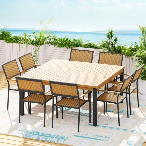 8-seater Outdoor Furniture Dining Chairs Table Patio 9pcs Acacia Wood