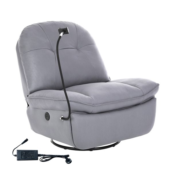 Electric Chair Recliner Swivel Lazy Sofa Armchair Lounge USB Charge Grey