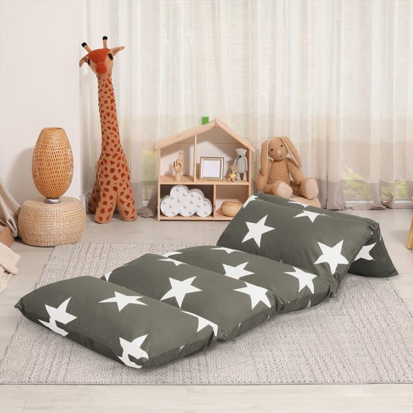 Foldable Mattress Kids Pillow Bed Cushion Sofa Chair Lazy Couch Grey L