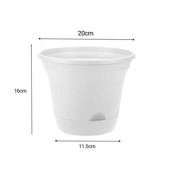 19.5 cm White Plastic Plant Pot Self Watering Planter Flower Bonsai Indoor Outdoor Garden Decor Set of 2