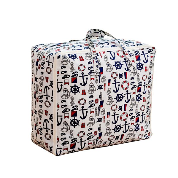 Nautical Icons Medium Storage Luggage Bag Double Zipper Foldable Travel Organiser Essentials