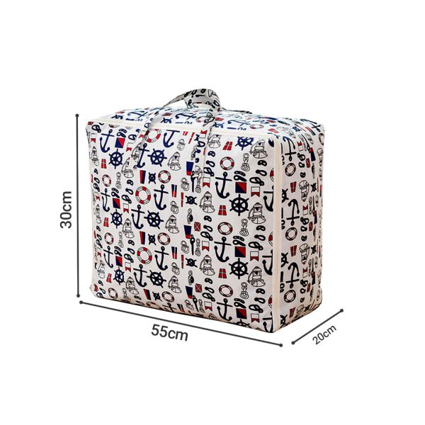 Nautical Icons Medium Storage Luggage Bag Double Zipper Foldable Travel Organiser Essentials