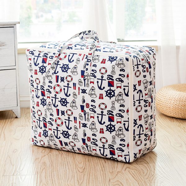 2X Nautical Icons Super Large Storage Luggage Bag Double Zipper Foldable Travel Organiser Essentials