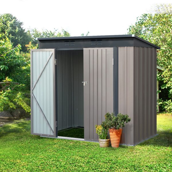 Garden Shed 1.95×1.31M Sheds Outdoor Storage Steel Workshop House Tool Double Door