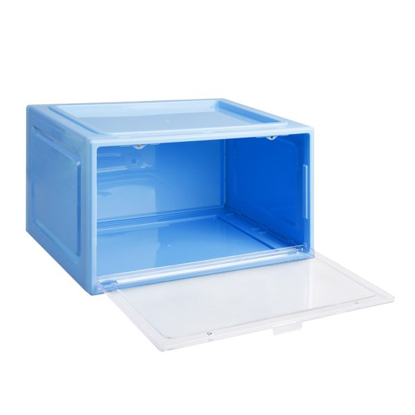 Sneaker Display Case Shoe Storage Box Clear Magnetic Stackable Blue