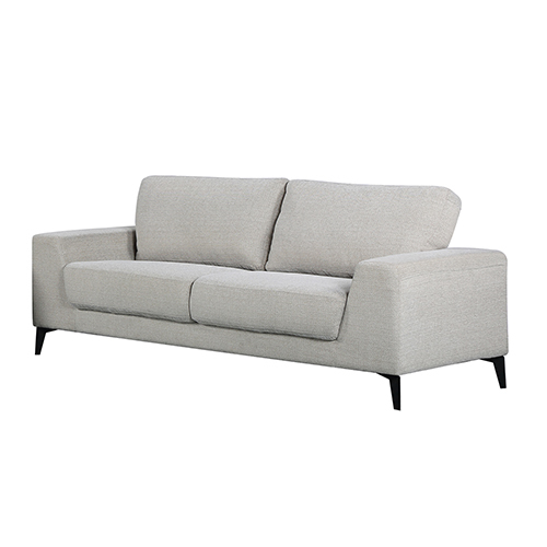 Wanaque 3 Seater Sofa Light Grey Fabric Lounge Set for Living Room Couch with Solid Wooden Frame Black Legs
