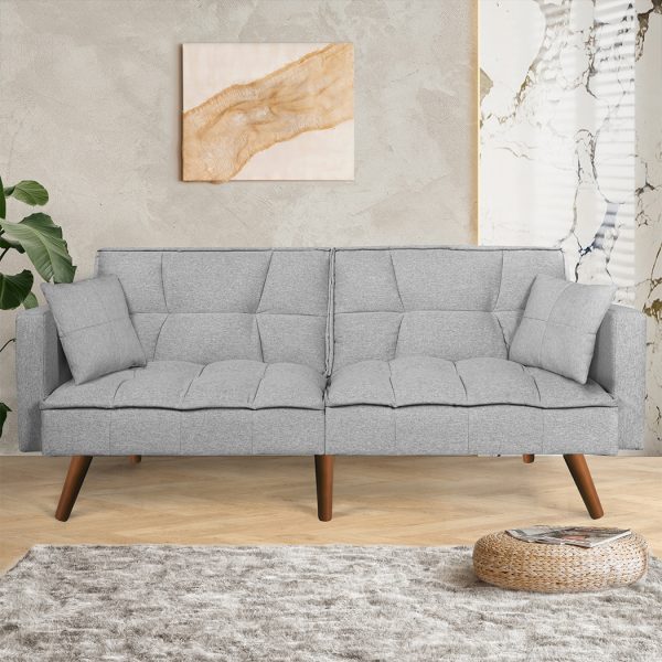 Sofa Bed Futon Convertible Fabric Lounge Couch 3-Seater Recliner Grey