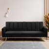 Sofa Bed Convertible Velvet Lounge Recliner Couch Sleeper 3 Seater Black