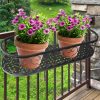 Plant Holder Plant Stand Hanging Flower Pot Basket Garden Wall Rack Shelf Oval Black