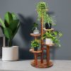 4-Tier Plant Stand Wood Wooden Pine Shelf Flower Pots Rack Indoor Garden
