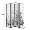 Almondbury 4 Panel Room Divider Screen Door Stand Privacy Fringe Wood Fold Blossom