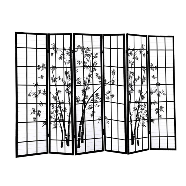 Scituate 6 Panel Free Standing Foldable  Room Divider Privacy Screen Bamboo Print