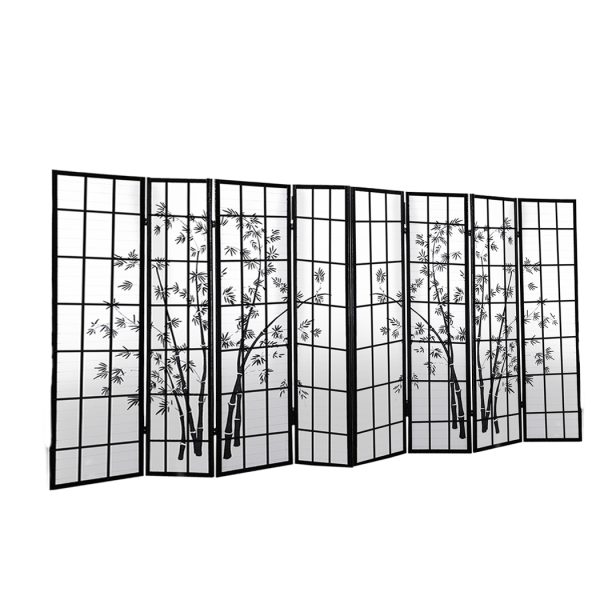 Scituate 8 Panel Free Standing Foldable  Room Divider Privacy Screen Bamboo Print