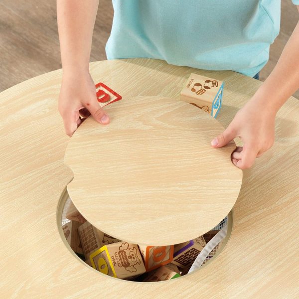 Round Table and 2 Chair Set for children – Natural and White