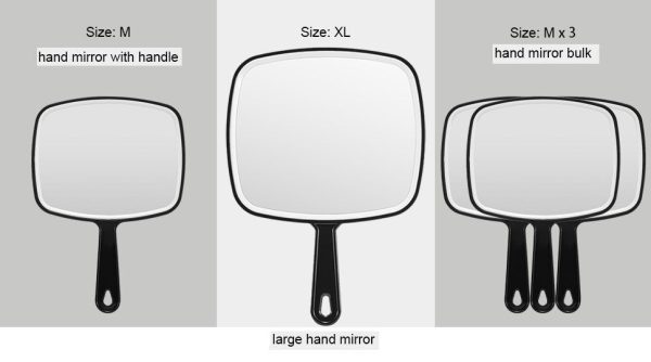 Extra Large Black Handheld Mirror with Handle – 31.5×23 cm