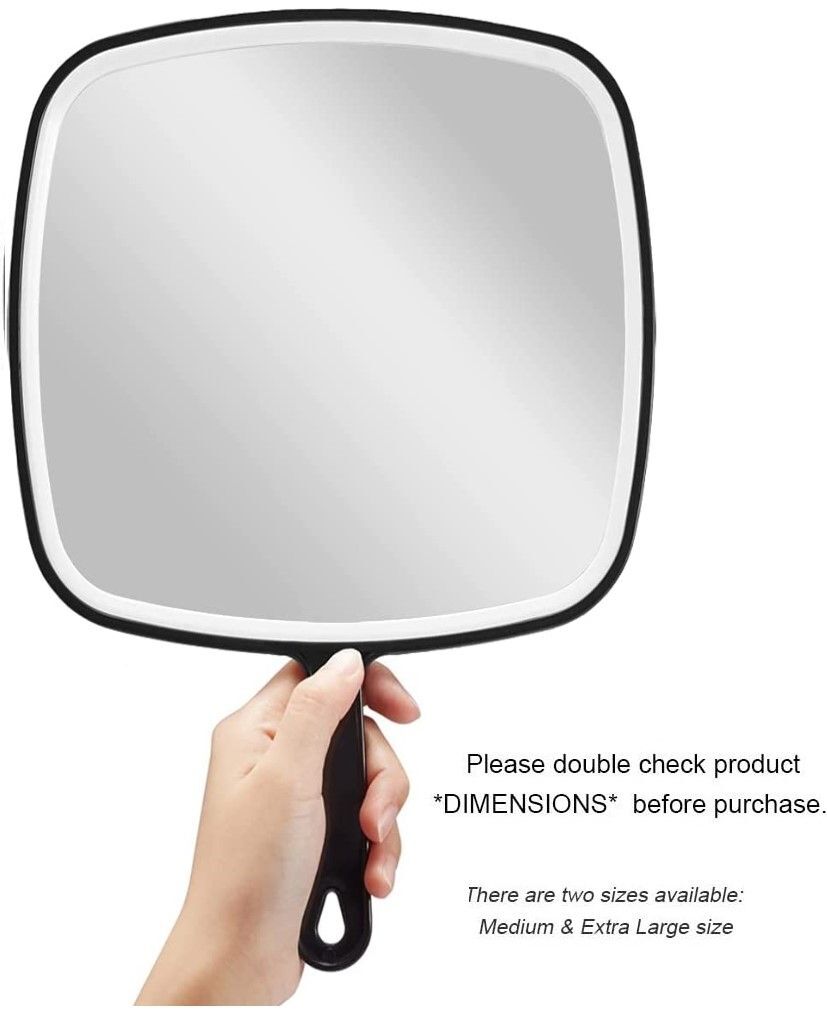 Extra Large Black Handheld Mirror with Handle