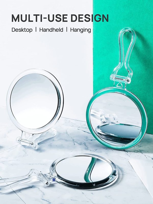 Double-Sided Magnifying Foldable Makeup Mirror for Handheld, Table and Travel Usage – 10X Magnification