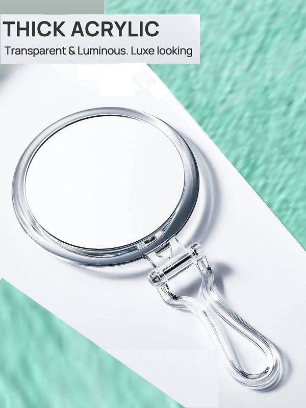 Double-Sided Magnifying Foldable Makeup Mirror for Handheld, Table and Travel Usage – 10X Magnification