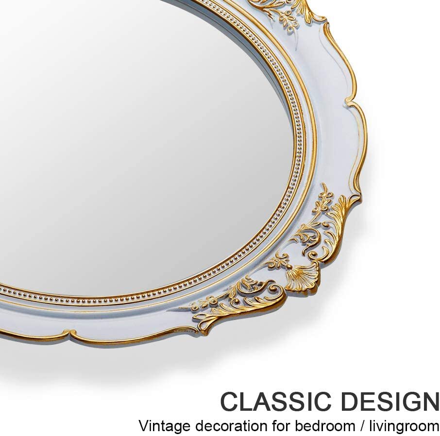 Oval Antique Vintage Hanging Wall Mirror for Bedroom and Livingroom (38 x 33 cm)