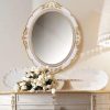 Oval Antique Vintage Hanging Wall Mirror for Bedroom and Livingroom (38 x 33 cm) – White