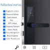 Digital Smart Door Lock Fingerprint APP Key Card Password Electronic Home Lock. – Black