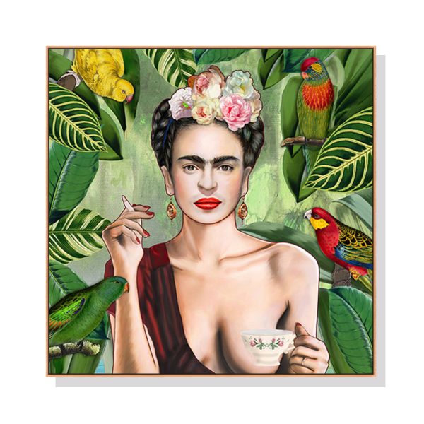 Self Portrait by Frida Kahlo Wood Frame Canvas Wall Art – 60×60 cm