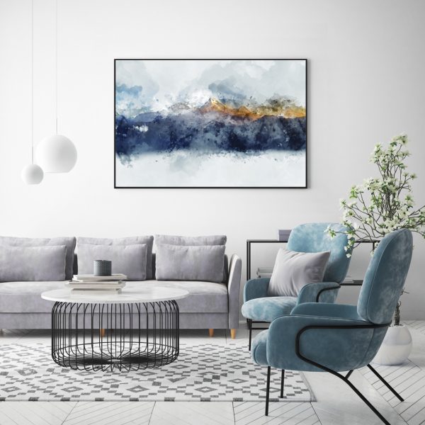 Abstract Sunlight Mountains Black Frame Canvas Wall Art – 70×100 cm