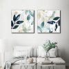 50cmx50cm Watercolour style leaves 2 Sets White Frame Canvas Wall Art