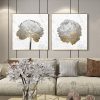 50cmx50cm Gold And White On White 2 Sets Gold Frame Canvas Wall Art