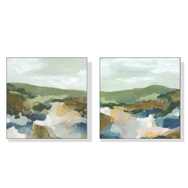 50cmx50cm Abstract Landscape 2 Sets White Frame Canvas Wall Art