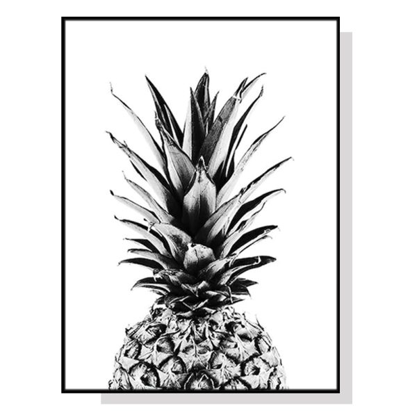 100cmx150cm Pineapple Black Frame Canvas Wall Art