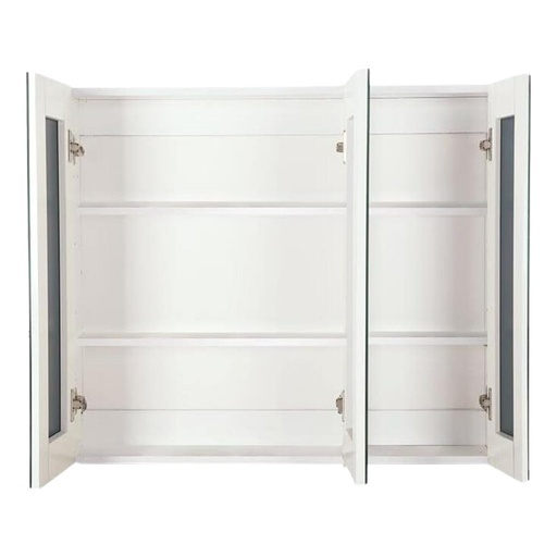 Bathroom Vanity Mirror with Triple Door Storage Cabinet (White)