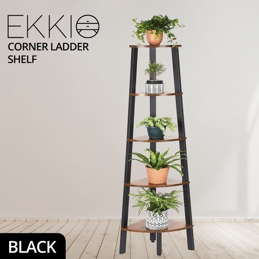 5 Tier Corner Ladder Shelf (Dark Brown)