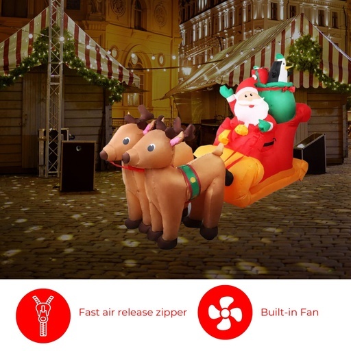 2.2m Santa and Reindeer Christmas Inflatable with LED