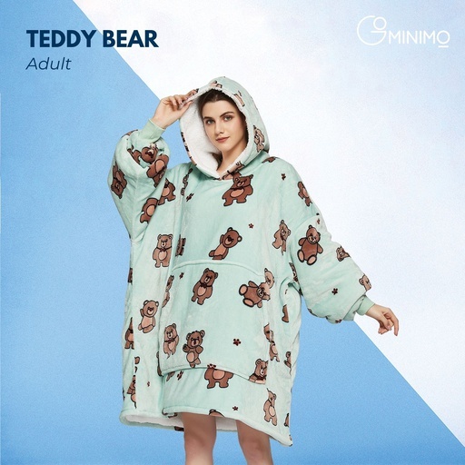 Hoodie Blanket Adult Teddy Bear Green