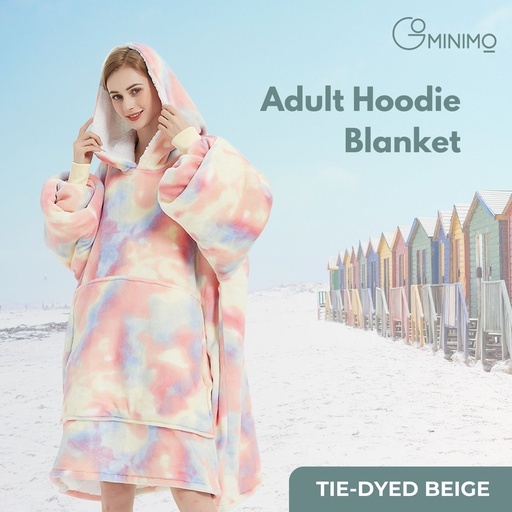 Hoodie Blanket Adult Over Sized Tie-Dyed Beige
