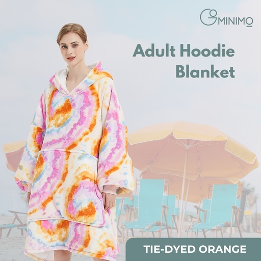 Hoodie Blanket Adult Tie-Dyed Orange
