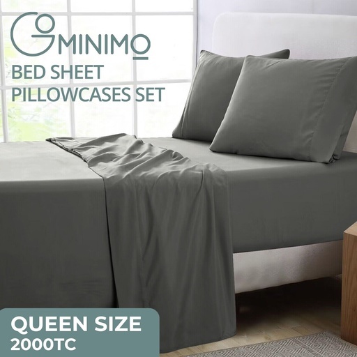 4 Pcs Bed Sheet Set 2000 Thread Count Ultra Soft Microfiber – Queen (Grey)