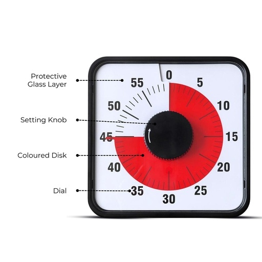 60 Minutes Visual Timer Mechanical Reminder Alarm Clock Kitchen Large