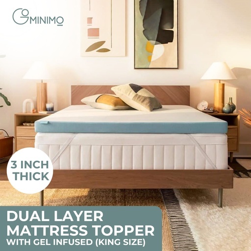 Dual Layer Mattress Topper 3 inch with Gel Infused (King)