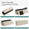 109cm Folding Storage Ottoman Bench Beige