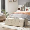 109cm Folding Storage Ottoman Bench Beige