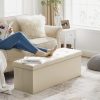 109cm Folding Storage Ottoman Bench Beige