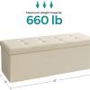 109cm Folding Storage Ottoman Bench Beige