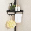Adjustable Bathroom Corner Shelf with 4 Trays Black