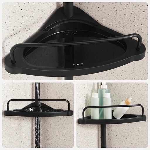 Adjustable Bathroom Corner Shelf with 4 Trays Black